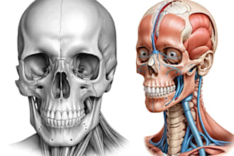 professional medical illustrations, drawings, exercises