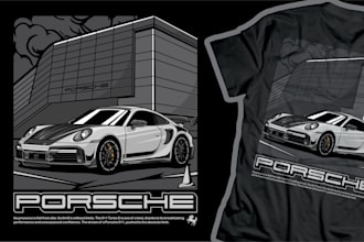 create simple vector car illustration for tshirt or merch