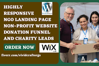 design ngo landing page non profit website donation sales funnel charity leads
