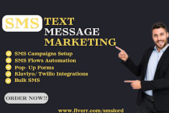 send bulk text SMS marketing to UK, USA and canada setting up klaviyo, twilo