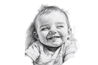 baby draw illusration, hand draw, digital and sketches