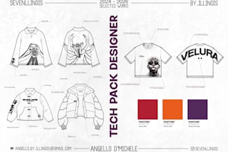 creare paquetes técnicos de moda y diseños de ropa urbana