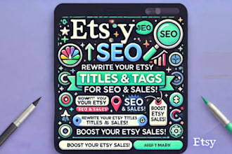 rewrite etsy product titles etsy tags etsy product description etsy store sales