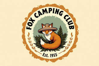 create unique fox camping logo with unlimited revisions