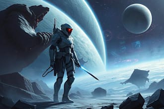 do unique sci fi character and sci fi art