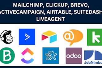set up mailchimp, clickup, brevo, activecampaign, airtable, suitedash, liveagent