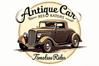 design an antique car restoration logo with a vintage touch