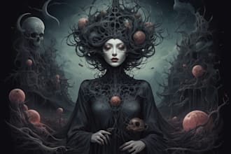 draw a custom dark surrealism for apparel