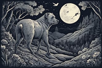 draw linocut illustration for tshirt design