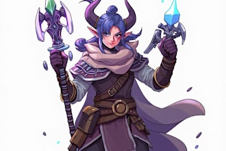 draw stylized illustration of your dnd character , oc