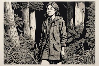 draw a custom portrait in linocut style