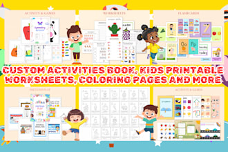 design custom educational kids worksheets activity book for kids coloring pages