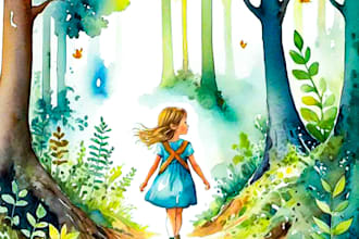 create watercolor children book illustrations