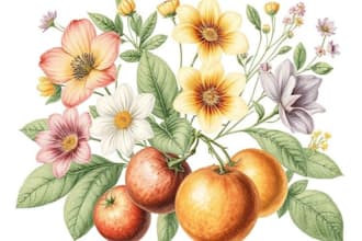 draw botanical illustrations of flowers, plants, fruits