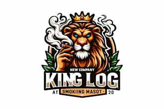 design king lion vape smoking mascot logo  for your business