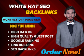 provide monthly SEO white hat dofollow backlinks high da 90 guest post