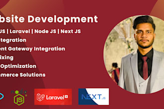 develop website in react, laravel, node js, next js, vue js