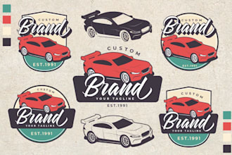design vintage classic racing car logo