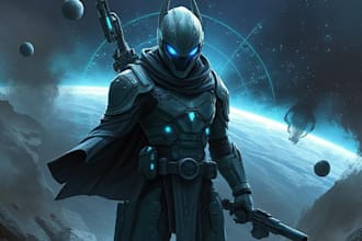 make a sci fi character illustration or sci fi character