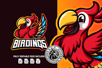 make creative mascot rail bird logo