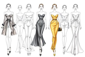 draw fashion illustration, design collections and sketches