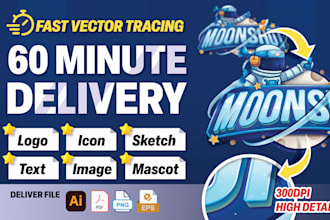vector trace any image to ai, svg, eps in 60 minute