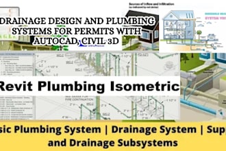 provide drainage design and plumbing systems for permits with autocad, civil 3d