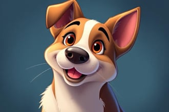 draw your cat, dog, your pet into disney cartoon portrait