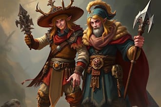 make a dnd party and d and d character art illustration for you