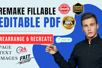 recreate or retype, replace, change, add text on editable fillable pdf form