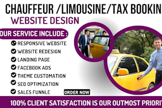design chauffeur website limousine website taxi booking system website