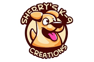 design cute fun dog grooming business logo