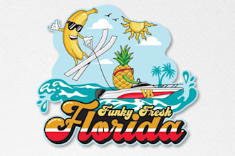 design unique funky fresh florida logo