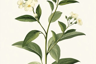 draw line art illustrations, botanical flowers, plants