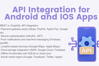 integrate API into your android and IOS app payment, cloud storage, ai and more