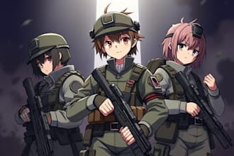 create tactical and anime with a military theme for you