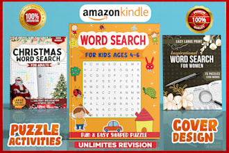design custom word search maze sudoku puzzle activity books cover for amazon kdp