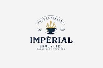 design a modern custom logo for your cafe, bar, or nightclub