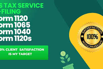 prepare and efiling US tax return 1120,1065,1040 and 1120s