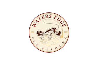 design a vintage custom fishing and outdoor logo for your brand