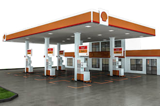 modern petrol station design ,shop, mall ,gas station,strip malls, factory,trank