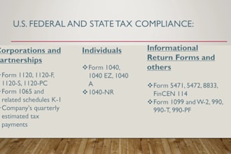 prepare USA irs and state income tax returns 1120 5472 1065 1120s 1040 1040nr