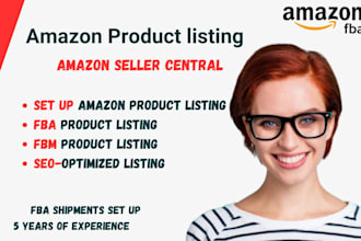 set up amazon seller central fba and fbm product listing