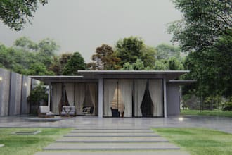 modern shipping container house,aerial view,interior render,furniture lightsetup