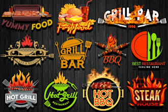 design pizza, bbq cries cabab chef taco and restaurant logo