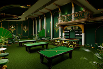 craft realistic outdoor space,art club,bar,game center,snookers multiplayer game