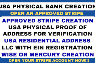 usa bank creation, stripe and wise bank creation for all US llc owners