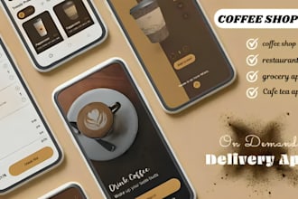 build a custom coffee shop app, online delivery app, cafe tea app, shopping cart