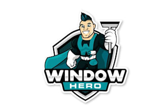 design cartoon window washing company logo