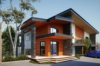 redesign 3d terrace, gazebo, exterior hardscape, backyard, chalet rendering, bim